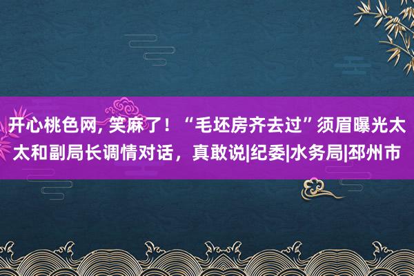 开心桃色网, 笑麻了！“毛坯房齐去过”须眉曝光太太和副局长调情对话，真敢说|纪委|水务局|邳州市